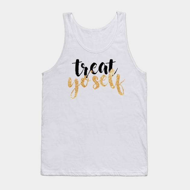 Treat Yo Self Black and Gold Tank Top by lolosenese